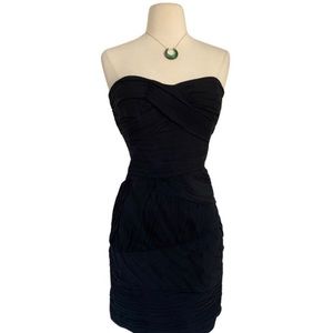 Shoshanna 100% Silk Strapless Corset Pleated Black Cocktail Dress